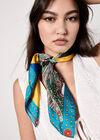 Satin Printed Scarf, Yellow, large