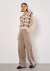 Cropped Argyle Jumper, Stone, large