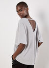 Metallic Sparkle Waffle Knit Cut-Out Top, Light Grey / Silver, large