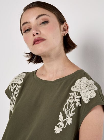 Floral Embroidered Crepe Top
