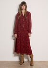Paisley Chiffon Ruffle Blouse, Burgundy, large