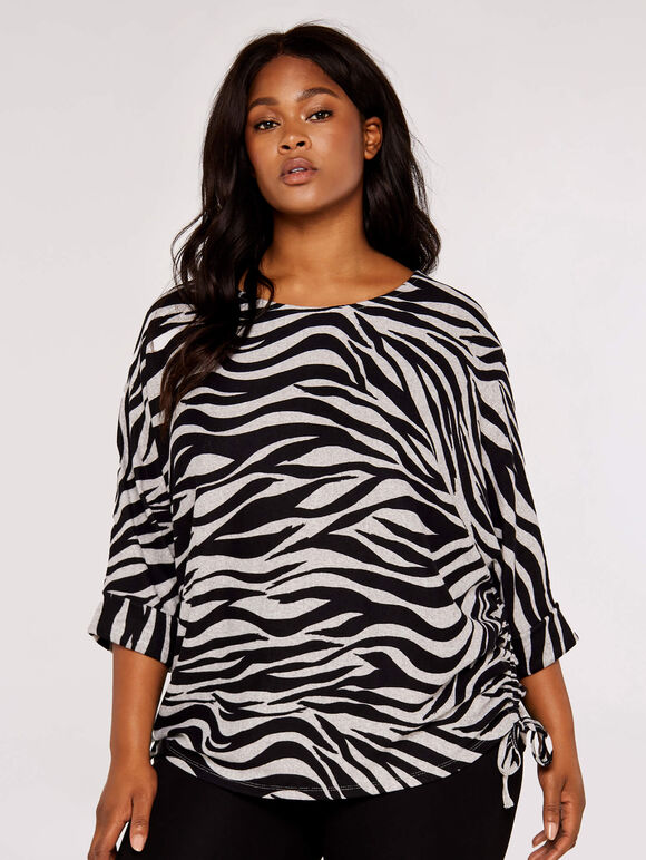 Curve Animal Print Top, Grey, large