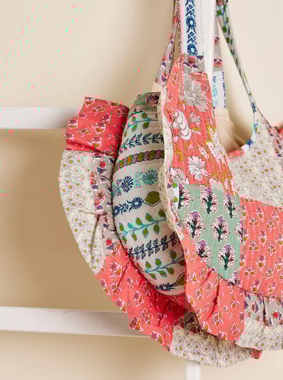 Patchwork Frill Fabric Bag