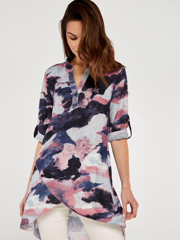 Watercolour Disruption Tunic, Pink, large