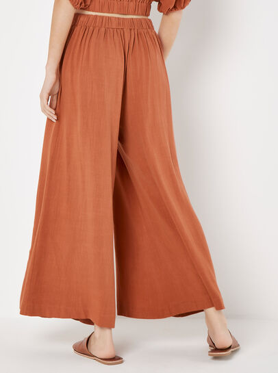 Linen Blend Palazzo Trousers