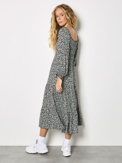 Ditsy Floral Smocked Midi Dress