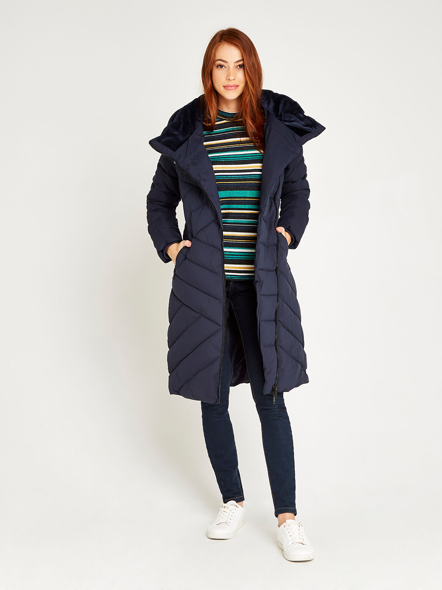 Asymmetric Zip Puffer Jacket Apricot Clothing
