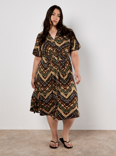 Tie Dye Chevron Billow Dress