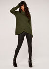 Roll Neck Wrap Jumper, Khaki, large