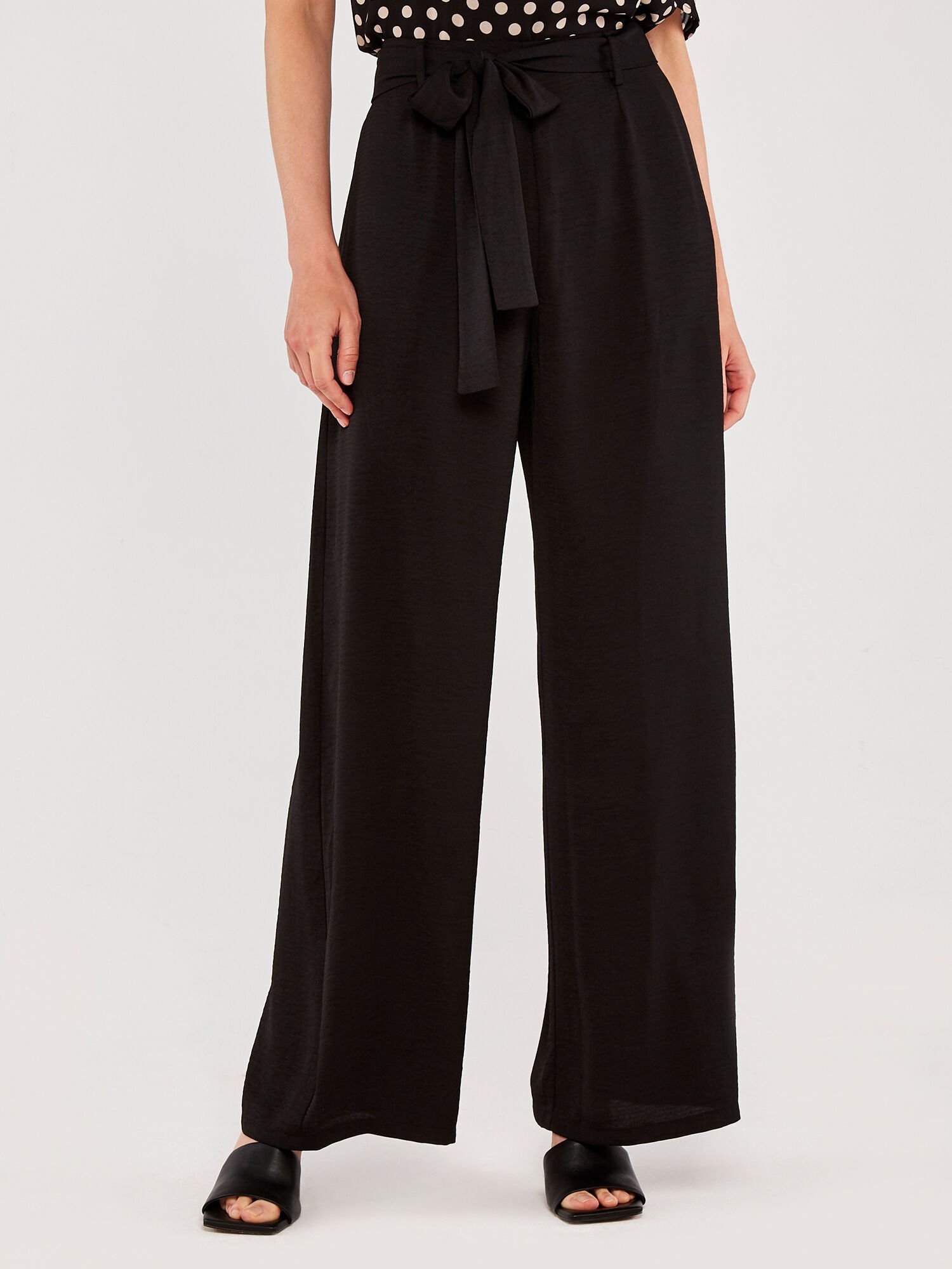 Wide Leg Tie Waist Trousers Apricot Clothing