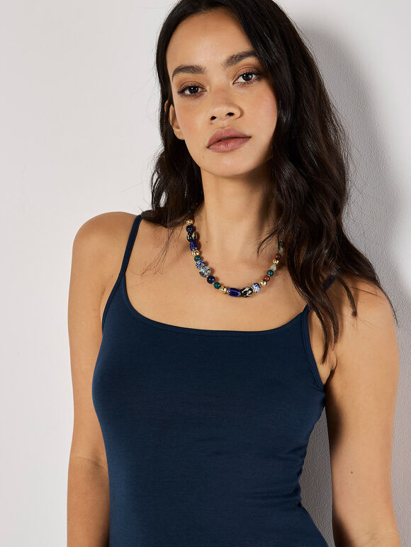 Jersey Cami Top, Navy, large
