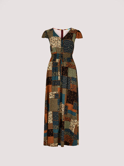 Patchwork Smocked Maxi Dress