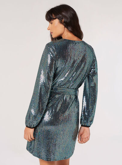 Metallic Sequin Shift Mini Dress