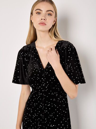 Metallic Star Velvet Mini Dress