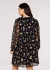 Curve Floral Mini Dress, Black, large