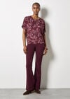 Leaf Print Woven T-Shirt, Burgundy, large