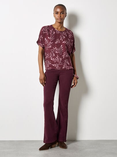 Leaf Print Woven T-Shirt
