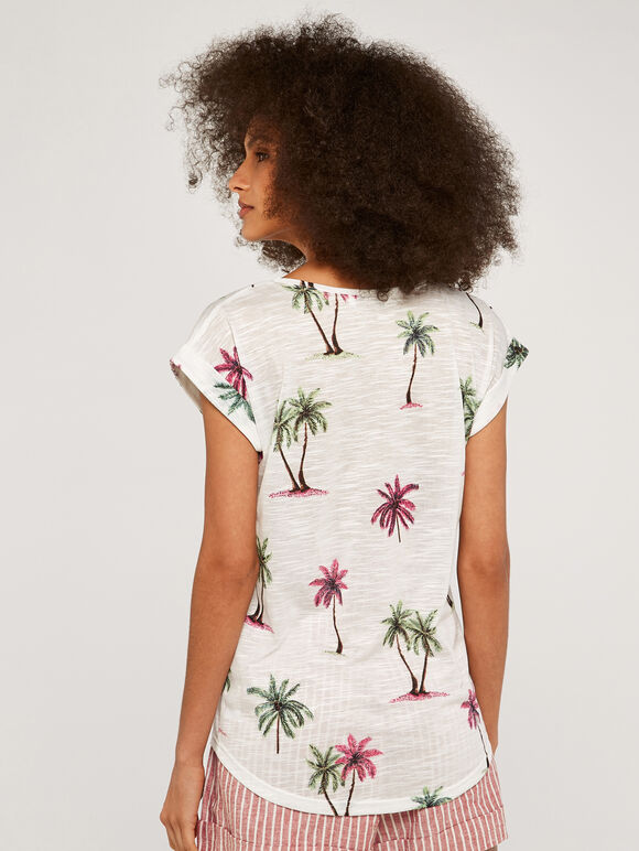 Palm Scene Slub T-Shirt, Pink, groß