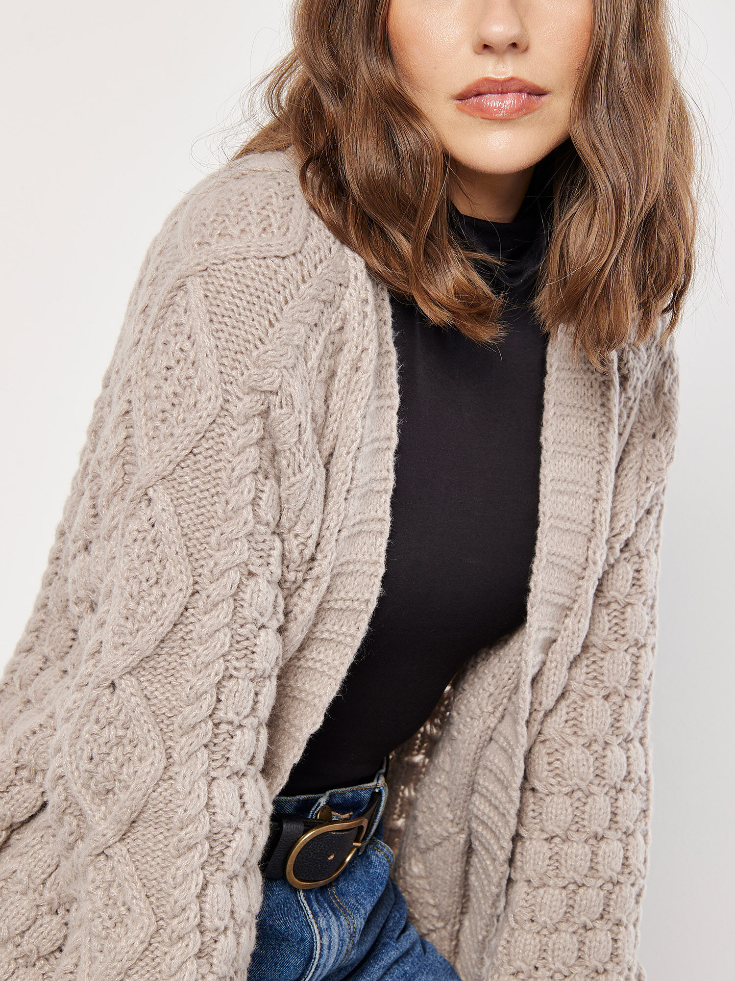 Oversized chunky cable knit cardigan shop