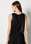 Scallop Sequin Crop Top, Black, large