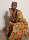 Stain Glass Floral Tiered Midaxi Dress, Orange, large