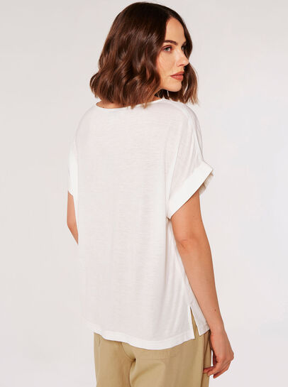 Rolled Sleeves Simple T-Shirt