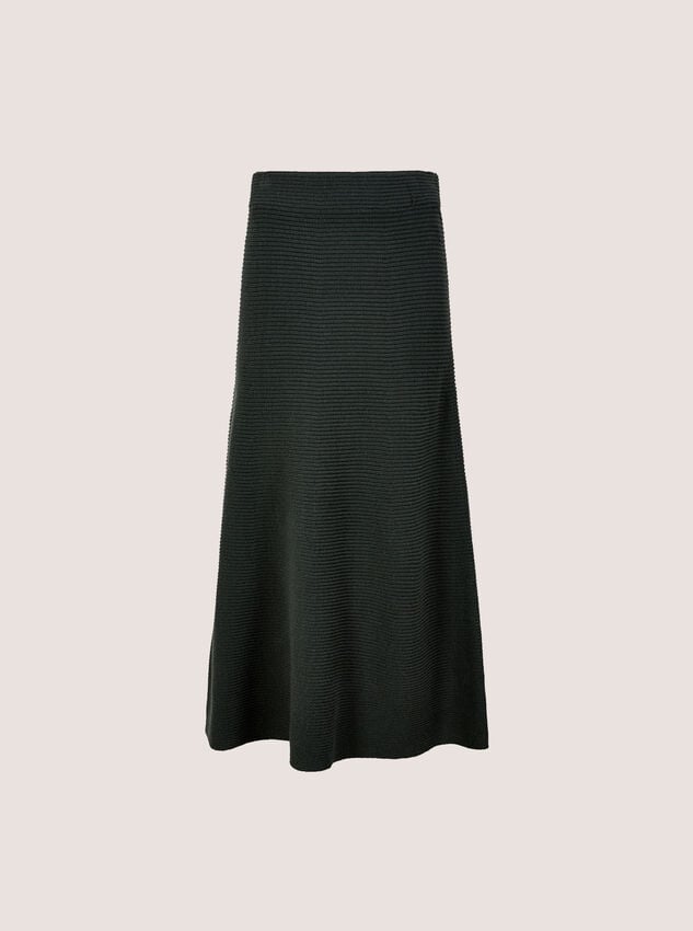 Ribbed Knit A-Line Maxi Skirt, Black, large