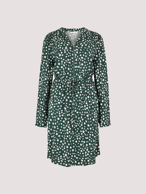 Painterly Dot Dress, Green, large