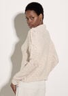Mock Neck Textured Chunky Jumper, Stone, large