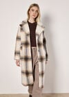 Soft Oversized Check Coat, Cream, large
