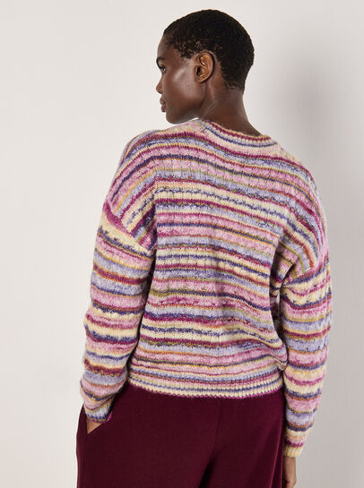 Multicoloured Stripe Aran Jumper