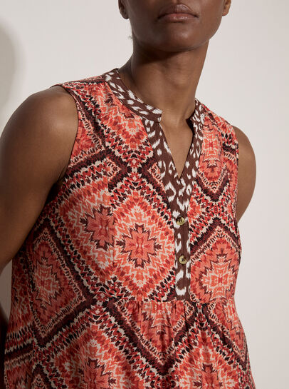 Geometric Patchwork Tiered Midi Dress