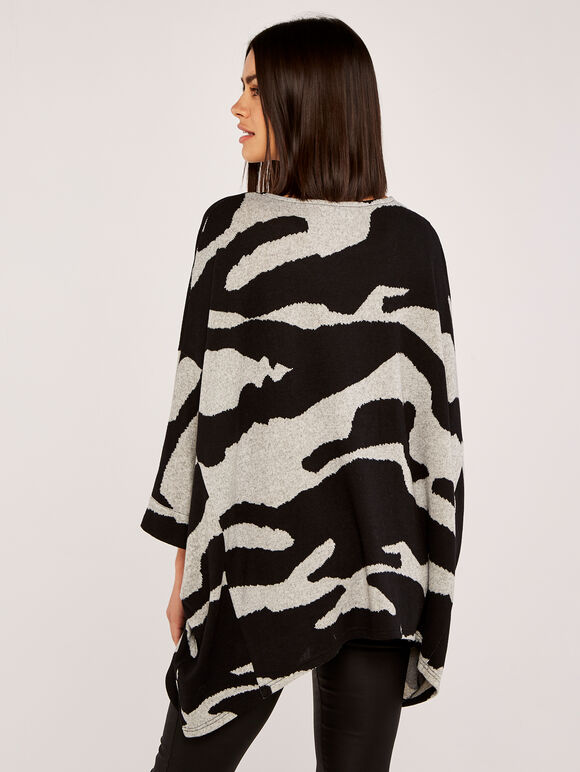 Zebra Waterfall Batwing Top, Grey, large