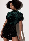 Velvet Batwing T-Shirt, Green, large
