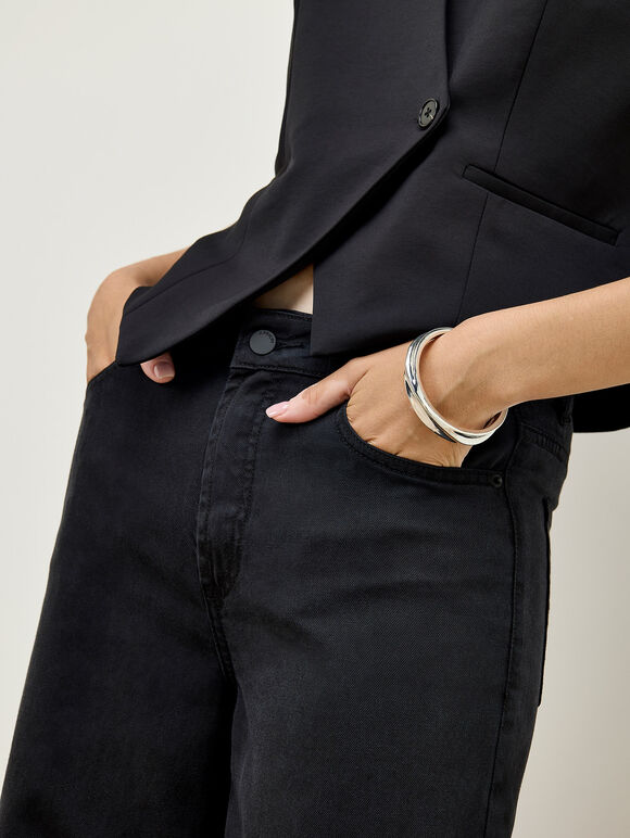 Elisa Wide Leg Jeans, Black, large