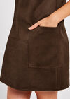 Suedette 2 Patch Pocket Shift Dress, Brown, large