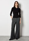 Zip Through Ribbed Knit Cardigan, Black, large