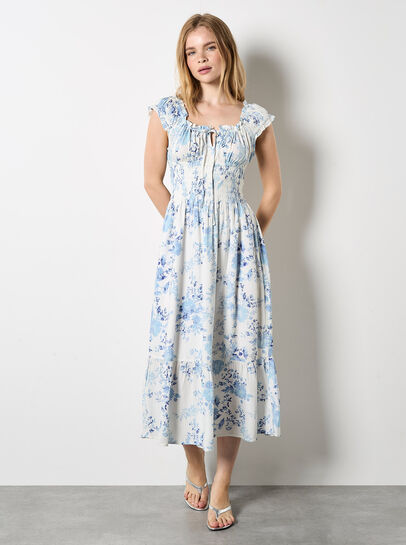 Floral Smocked Midi Dress