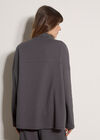Waffle Jersey Knit Oversized Top, Dark Grey/Charcoal, large