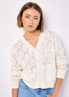 Pointelle Knitted Cardigan, White, large