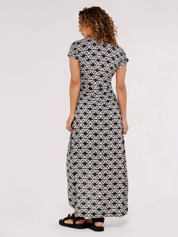 Tie-Dye Wrap Maxi Dress, Grey, large