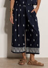 Cotton-Blend Embroidered Culottes, Navy, large