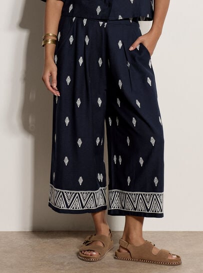 Cotton-Blend Embroidered Culottes