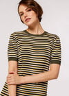 Stripe Knit Midi Dress, Khaki, large