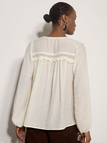 Crochet Insert Shimmer Blouse