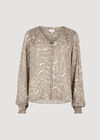 Paisley Print Shimmer Blouse, Grey, large