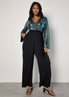Curve Mirror Sequin Contrast Jumpsuit, Black, large