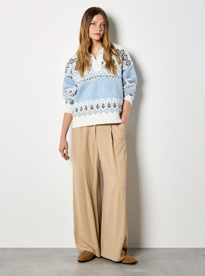 Open Collar Fair Isle Jumper