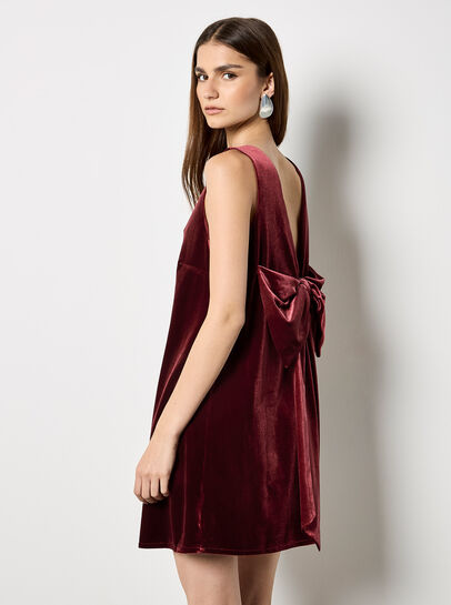 Velvet Bow Back Swing Dress