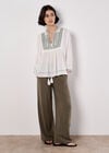 Embroidered Tassel Top, Green, large